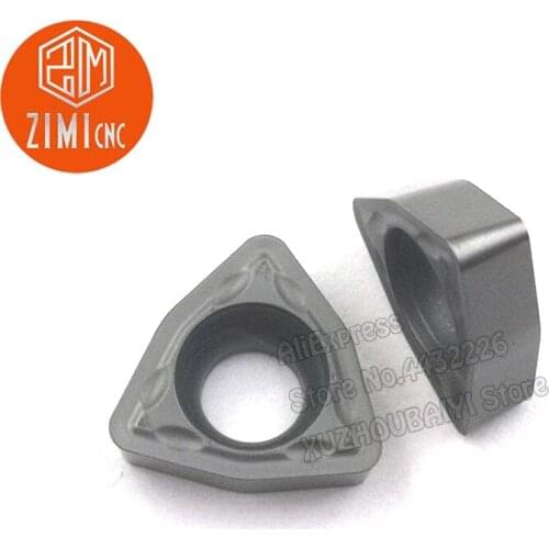 10pcs WCMT040208/WCMX040208-SF LF6018 Carbide Insert Cutting Tool Indexable U Drill Blade Quick Drill Blade Lathe Accessories