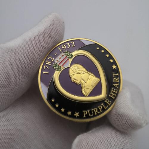 1782-1932 American Purple Heart Gold Plated Coin Commemorative Military Fan Collection Coins