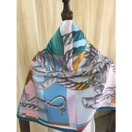 2021 new arrival winter spring classic design 100% real silk scarf twill hand made roll 90*90 cm shawl wrap for women lady