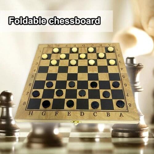 23.5cm Wooden Chess Set 3 in 1 Foldable Wooden Portable Backgammon Checkers Chess Pieces for Gifts Game Set For Kid