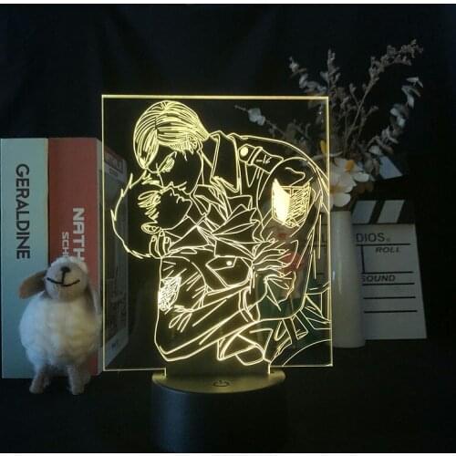 Levi Ackerman Attack on Titan Japanese Anime 3D APP Control Base Night Light Alarm Clock Base Battery Operated Delineascope Kid