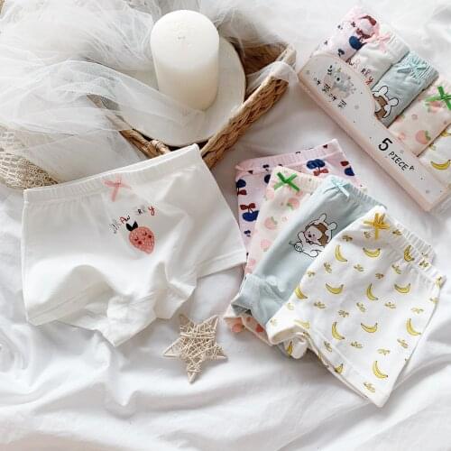 5Pcs/lot Girls Cotton Boxer Briefs Girl Panties Girls Boxer Shorts Childrens Panties Kids Underwear For 2-14 Years GU238