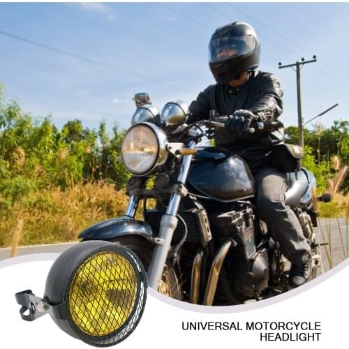 6.5Inch 35-43mm Retro Motorcycle Headlight Grill Side Mount Cover With Bracket Motorcycle Side Mount Headlight Cover Accessories