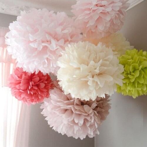6inch 5pcs Paper Flowers Ball Tissue Paper Pom Poms Lantern Wedding Home Birthday Party Baby Shower Car Decoration