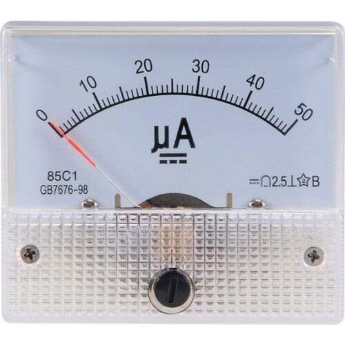 85C1 DC 0-100uA 50uA 200uA 500uA Analog Ammeter Panel AMP Current Meter Gauge 85C1 Amperemeter