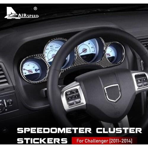 AIRSPEED Carbon Fiber for Dodge Challenger 2011 2012 2013 2014 Accessories Interior Car Speedometer Cluster Cover Trim Sticker