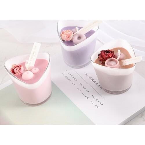 1pcs Macarons Color Scent Candle Ice Cream Aromatherapy Candle Heart Shape Candle Cup Coffee Stawberry Colocasia Matcha Gift Set