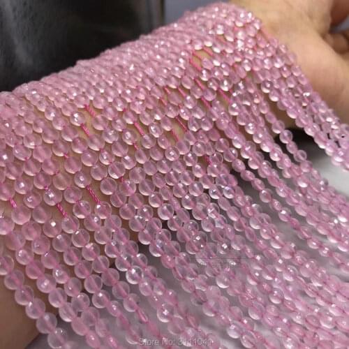 Rose quartz loose beads faceted coin 3*4mm 14" for DIY jewelry making FPPJ wholesale beads nature gem stone