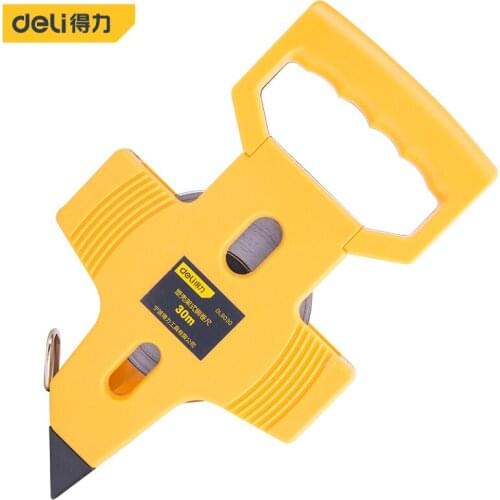 Deli 30M Open Reel Steel Tape Measure With Shelf Plastic Shelf Ruler Thickened Wear-Resistant Glass Fiber Ruler Measuring Tool