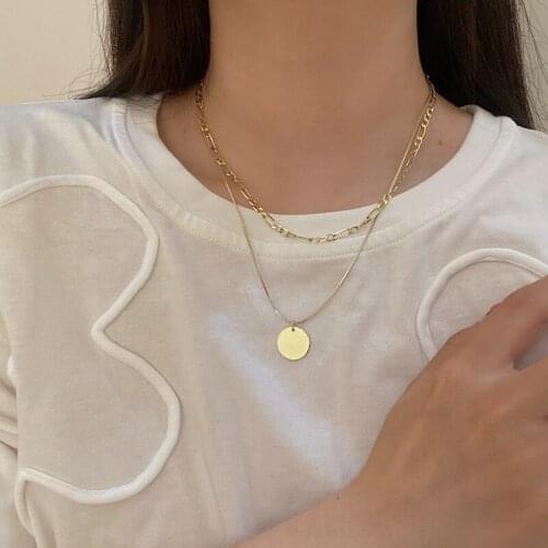 Double Chains Pendant Necklaces 2021 Wind Simple Clavicle Chain Sweater Choker Necklaces for Women Jewelry Accessories Collares