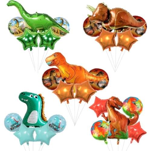 5pcs Foil Dinosaur Balloons Tyrannosaurus Balloon Children Boy Dinosaur Globos Jurassic Period Theme Birthday Party Decorations