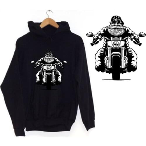 Motorcycle Helmets Man Ironing on Heat Transfer Printed Patches Stickers for Clothes T-shirts Washable DIY Patches Appliques