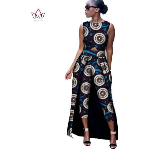New Fashion Africa Cotton Print Romper African Bazin Riche Jumpsuit For Women Dashiki Fitness Jumpsuit For Lady WYD8