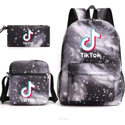 New Hot Tik Tok 3pcs/set Kid Child Schoolbag Backpack Cool Waterproof Schoolbag Kids Student School Bag