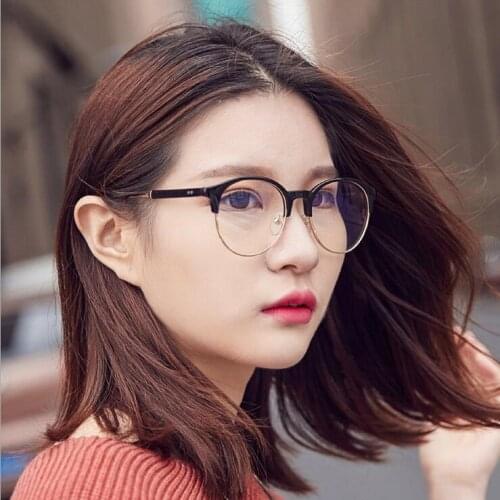 High Quality Cat Eye Retro Glasses Frame Metal Half-Rim Glasses Frame Mens Trend Myopic Glasses Frame Oculos De Sol Feminino