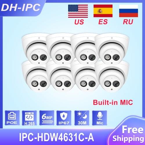 Wholesale DH 6MP IP Camera IPC-HDW4631C-A Upgrade From IPC-HDW4431C-A POE Mini Dome Cam Built-in MIC CCTV Camera Metal 8pcs/lot