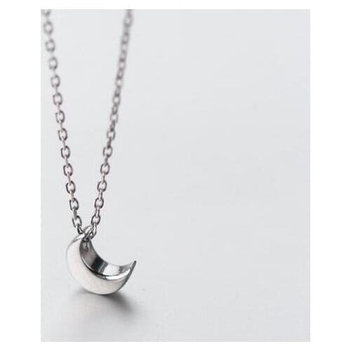 Ladys gift Real. 925 Sterling Silver Jewelry Tinny/ Small Crescent Moon Necklace Pendants promised love gift GTLX1187