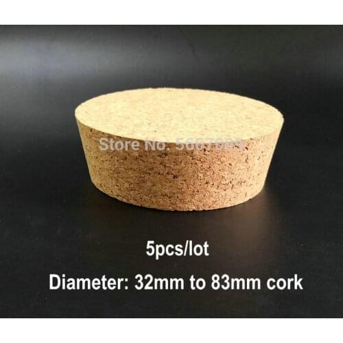 5pcs Top DIA 32mm to 83mm Wood Cork Lab Test Tube Plug Essential Oil Pudding Small Glass Bottle Stopper Lid Customized