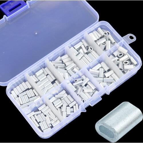 Fishing Crimp Sleeves 250pcs Assorted Mixed Size Aluminum Double Oval Fishing Line Crimping Tube Wire Crimp Connector