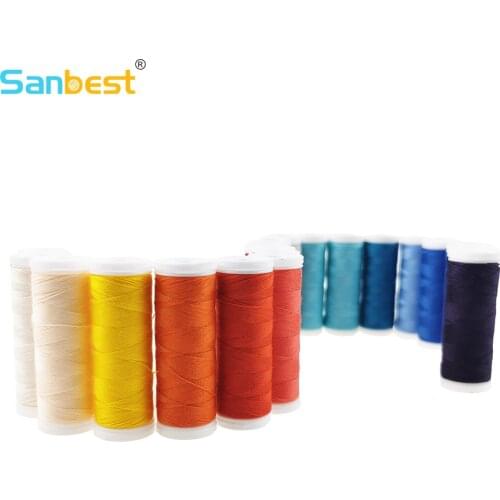 Sanbest 200 yards 100% TFO Spun Polyester Sewing Thread 40s/2 18 Colors High Speed Sewing Machine Overlocking Hand Stitching