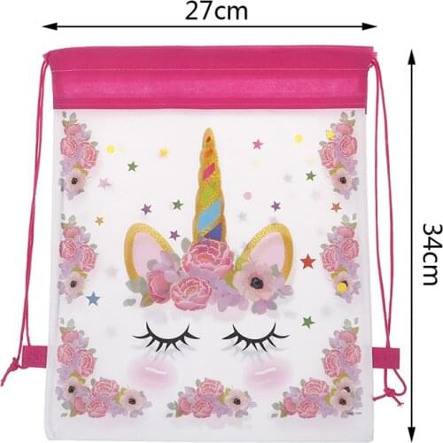 Unicorn Drawstring bag for Girls Travel Storage Package Cartoon School Backpacks Children Birthday Party Favors
