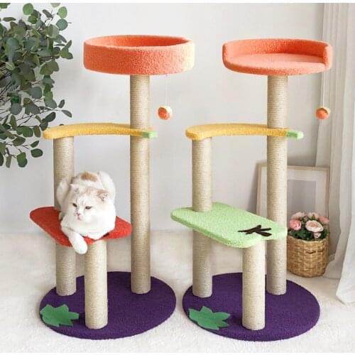 Cat Tree Tower Lambs Wool Sword Rope Cat Scratch Board Cat Scratch Post Spacious Condo Cozy Platform Dangling Jumping Toy