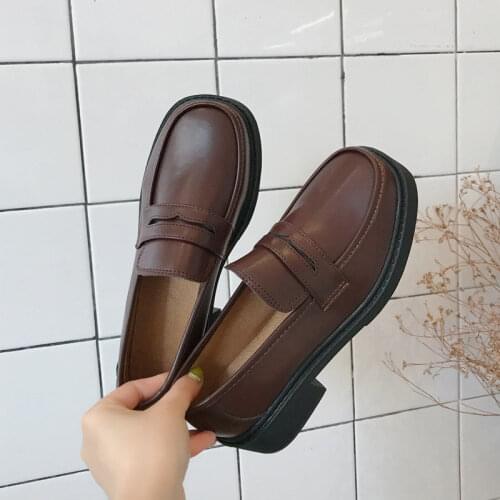 Japanese High School Student Shoes Girly Girl Lolita Shoes Cospaly Shoes JK Uniform PU Leather Loafers Casual Shoes