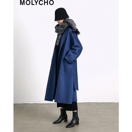 Galaxy Wave~Water ripple wool double-faced woolen coat womens mid-length woolen coat