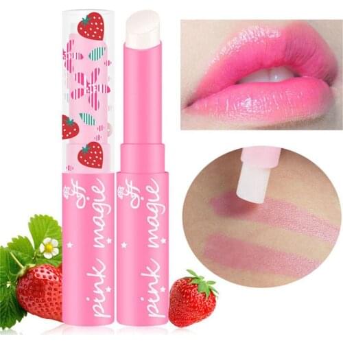 Women Lipbalm Strawberry Magic Temperature Changed Color Lip Balm Pink Color Moisturizer Nutritious Lipstick Beauty LD