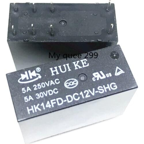Free Shipping 100% new original relay 10pcs/lot HUIKE Power relay HK14FD-DC12V-SHG 8PIN 5A 12V universal G2R-2 12 V