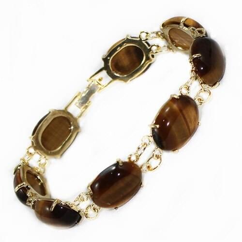 Fast Shipping 12X16MM Bead Yellow - Natural Tigers stone Bracelet