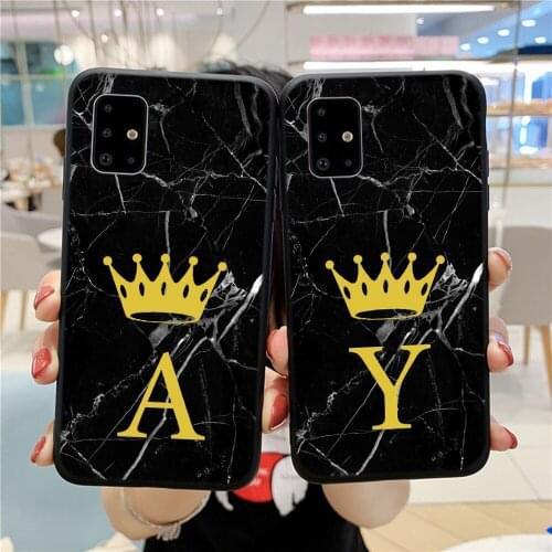 Crown Marbler Couples Phone Case For Samsung Galaxy A10S A10 A20E A20S A20 A30 A40 A50 A60 A70 Fundas 26 English Letters Cover