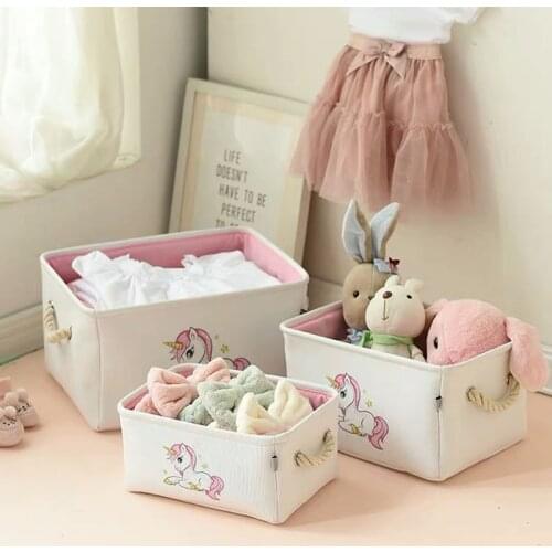 Fabric Storage Basket Toy Organizer Clothes Basket With Handle Kids Toy Storage Box Book Desktop Organizer Laundry Basket