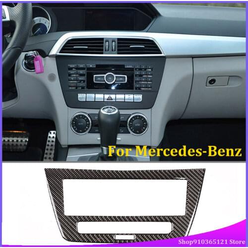 For Mercedes-Benz C-Class 2005-2012 Multimedia Switch Panel Real Carbon Fiber Car Interior Modification Parts (Left Titanium)