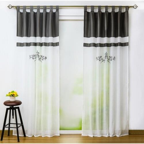 Europe Window Treatment Embroidered Voile Curtain Polyester Fabric Home Textile Decoration Living Room Brown Grey 6 Sizes 1 PCS