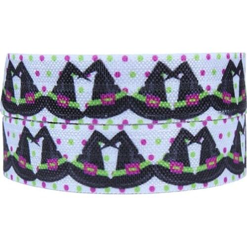 FLRA FOE(50yards/lot) Halloween foe black ghost printed fold over elastic