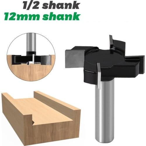1PC 1/2" 12.7MM 12MM Shank Milling Cutter Wood Carving 4 Edge T Type Slotting Cutter Router Bits For Woodwork Woodworking Tool