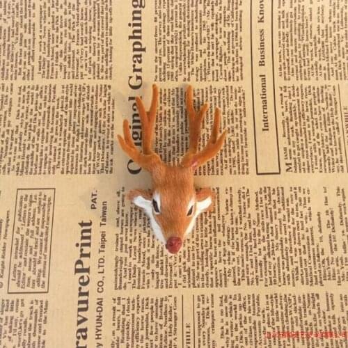 Simulation cute deer head 10x8x7cm model polyethylene&furs deer model home decoration props ,model gift d510