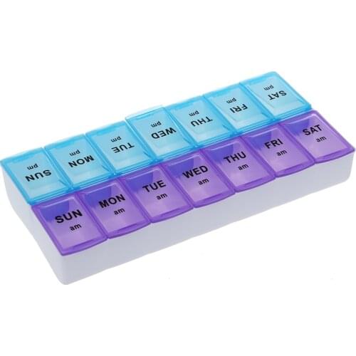 Seven Day AM & PM Pill and Tablet Storage Box with 14 compartments