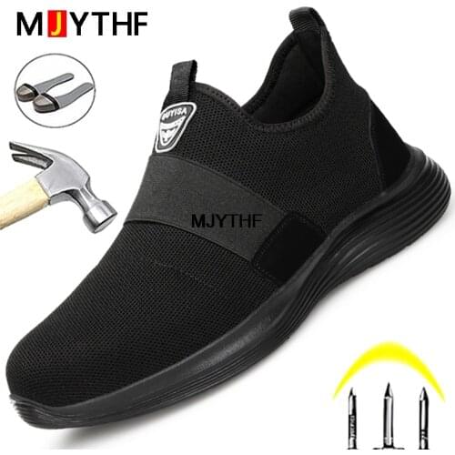 Summer Work Safety Shoes For Men Work Sneakers Puncture-Proof Work Shoes Breathable Light Steel Toe Shoes Indestructible Shoes