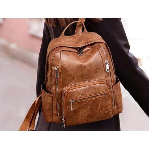 Hot Sale Brand Designer High Quality Pu Leather Backpack Womens Casual Double Shoulder Bags Large Capacity Travel Bags