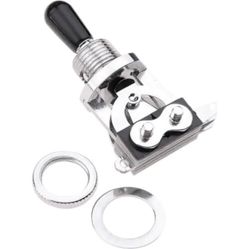 Metal Rubber 3-Way Toggle Switch for LP Electric Guitar - Silver W/ Black Tip