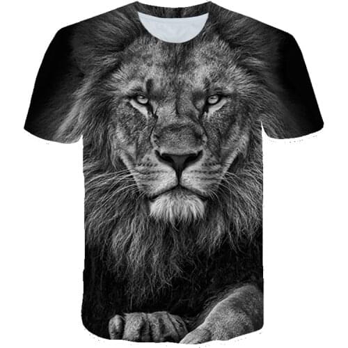 2021 Summer King Of The Forest Lion Graphic t shirts New 3D Animal Pattern Mens t-shirts Fashion Casual Print Funny t shirts