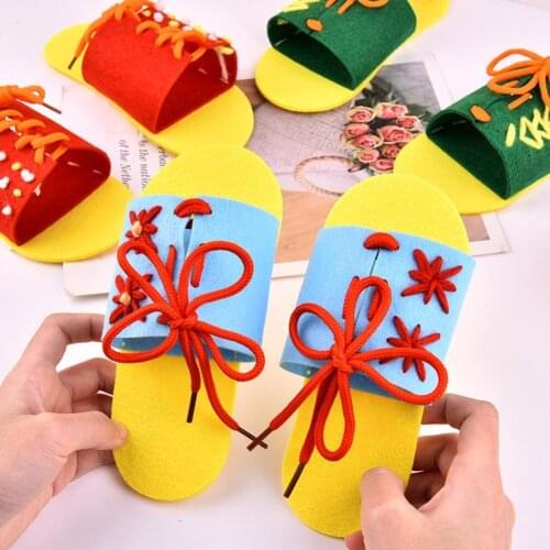 Teaching Material Creative Parent-child Interaction Gift Educational Homemade Shoelace Slippers for Student