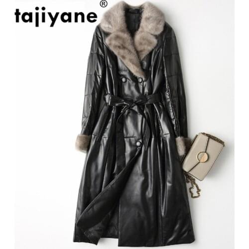 Real Fur Coat Autumn Winter Jacket Women Clothes 2020 Korean Genuine Leather Jacket Mink Fur Collar Sheepskin Coat ZT1375