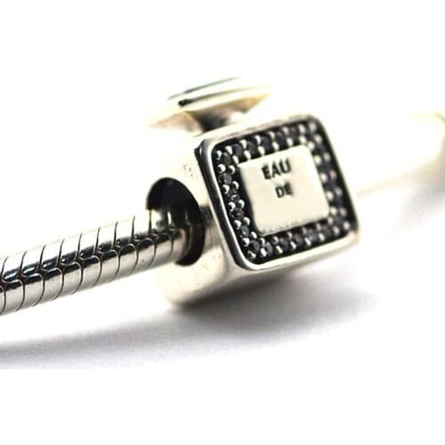 Pave Stones Signature Scent Box Crystal Beads Fit Charm Bracelet 925 Sterling Silver Beads for Jewelry Making DIY Perfume Kralen