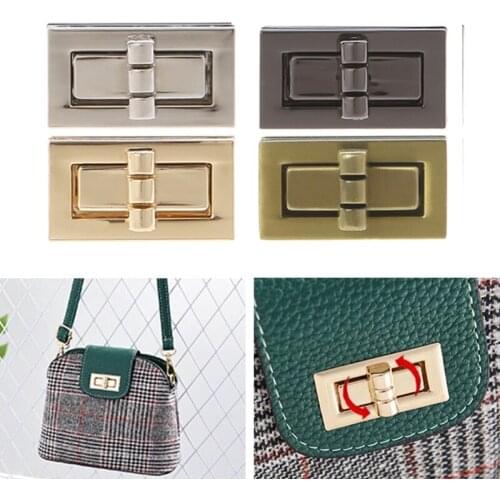 Rectangle Shape Clasp Turn Lock Twist Locks DIY Leather Handbag Bag Hardware