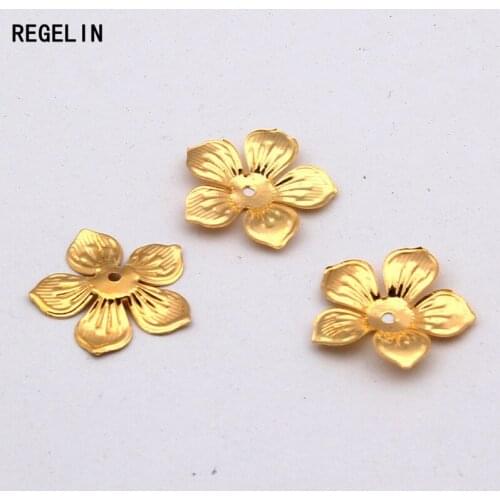 REGELIN Flower Filigree Bead Caps End Caps Gold/Rhodium/Bronze Plated 50pc/lot 22mm DIY Jewelry