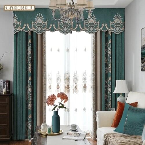 Luxury American Style Curtains for Living Dining Room Bedroom Pastoral Chenille Curtains Valances Finished Product Customization