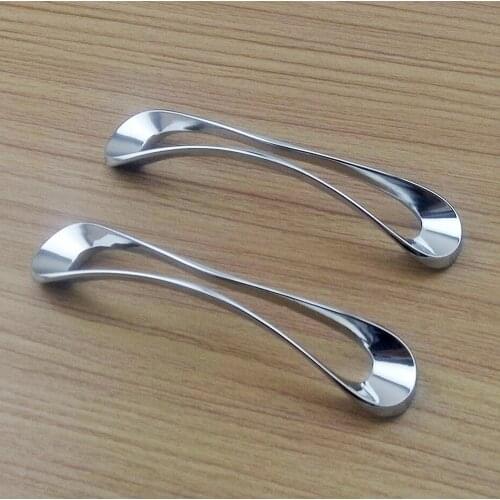 128mm Modern Art Chrome Furniture Hardware Handle Pull Kitchen Cabinets Pull Knobs Drawer Wardrobe Cupboard Dresser Door Handle